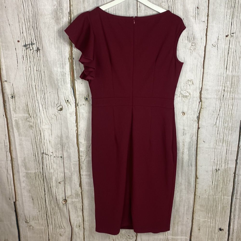 Aisize High Neck Ruffle Fitted Midi Dress Size Large - Picture 5 of 8